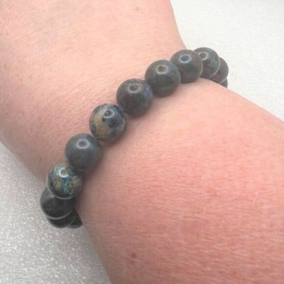 Azurite Beaded Stretch Bracelet - 10mm - Picture 4 of 4